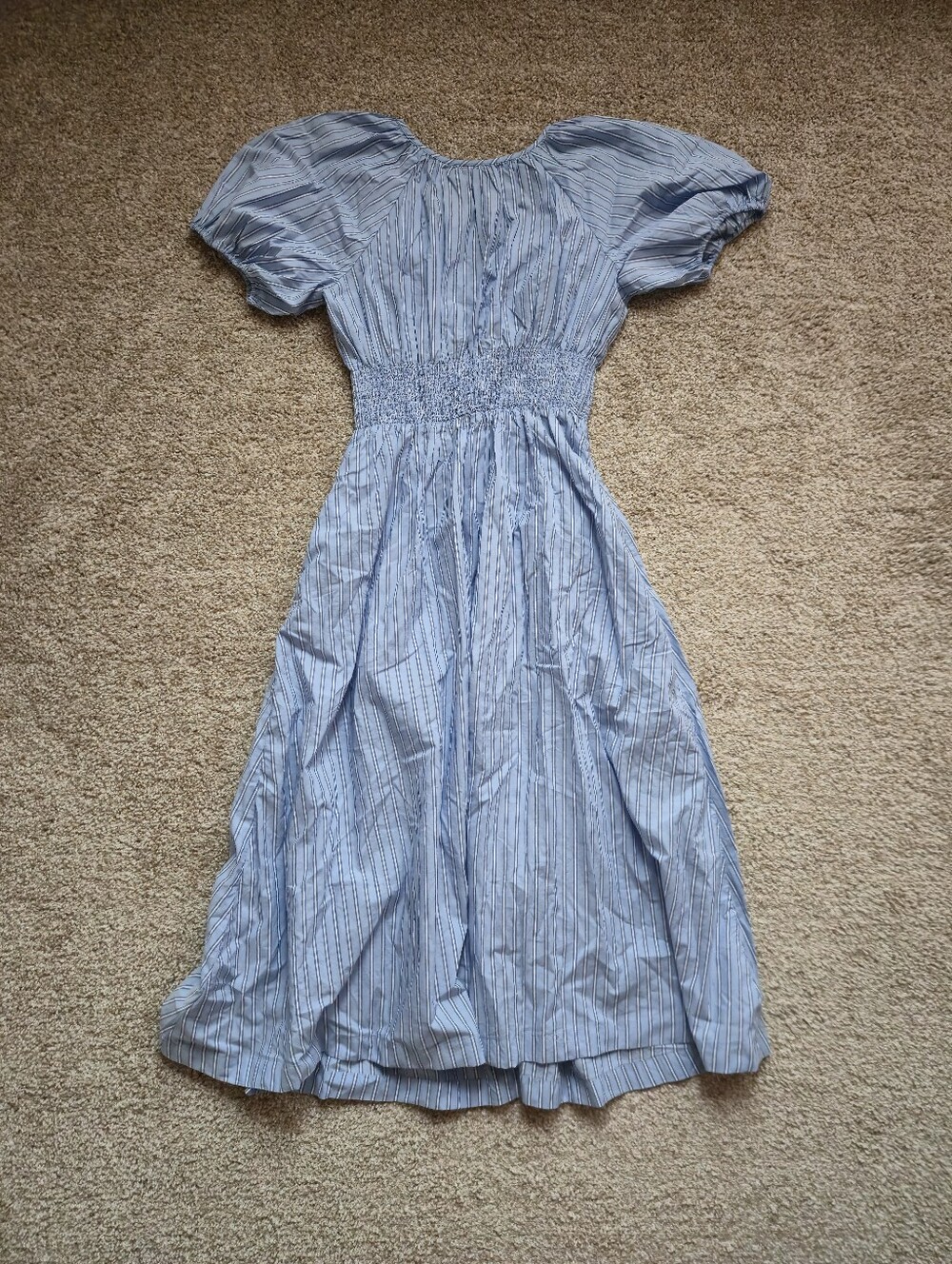 Light Blue Striped Button-Front Midi/Maxi Dress - Picture 4 of 4
